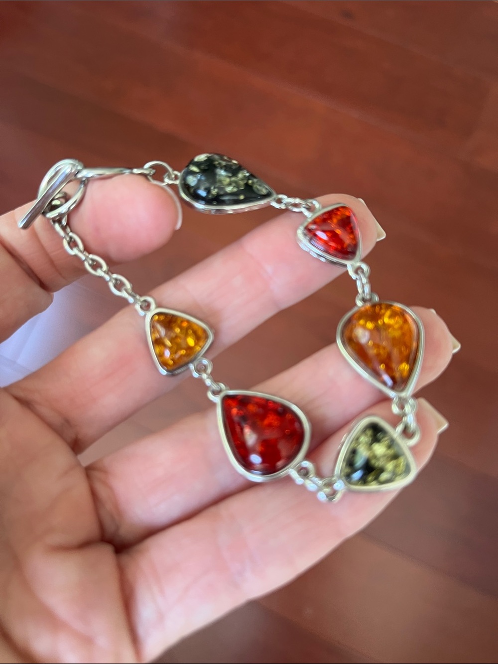 Multi-Color Amber Teardrop Bracelet